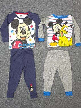 Disney Mickey Mouse Pluto Pajama Bundle 24M 2T 2 Sets 4pc